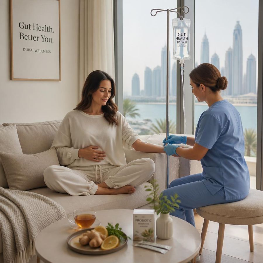 Gut Healer IV Drip administered at home in Dubai