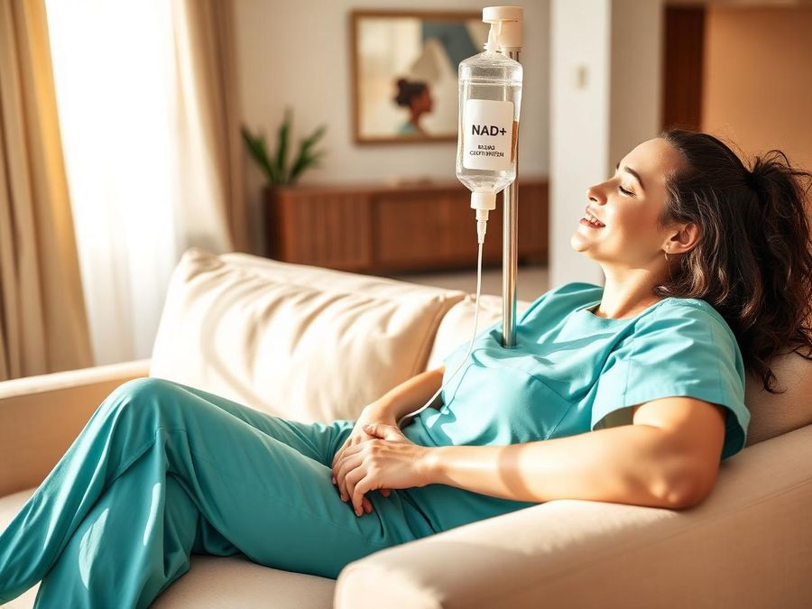NAD+ IV Drip Therapy administered at home in Dubai